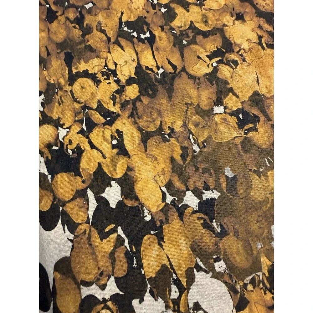 NWT Crate & Barrel 60x90” Tablecloth Yellow Gold Abstract Made Italy Cotton